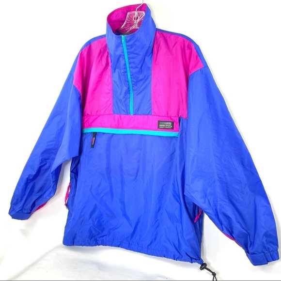 Sierra Sport Oversized Vintage 90's Color Blocked Windbreaker Pullover Sz S - Picture 2 of 10